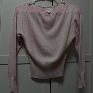 Pink Rose Pale Pink Shimmer Scoop Neck Sweater